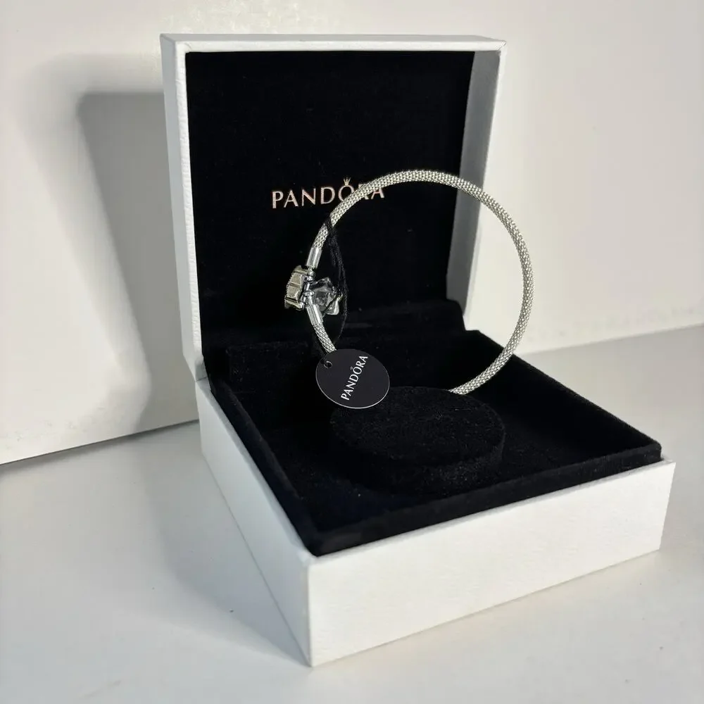 Pandora Shine Bright Snowflake Mesh Bracelet 925 Silver Size 7 Presentation Box